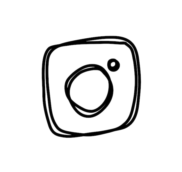 Instagram como ícone de aplicativo logotipo de estilo doodle ícone de mídia social em fundo branco