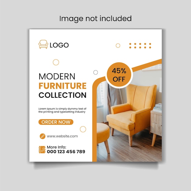 Instagram de venda de móveis e banner de modelo de postagem de mídia social