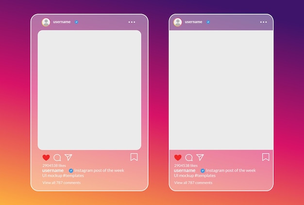 Instagram Post Template Set Desenhos versáteis com fundos gradientes para