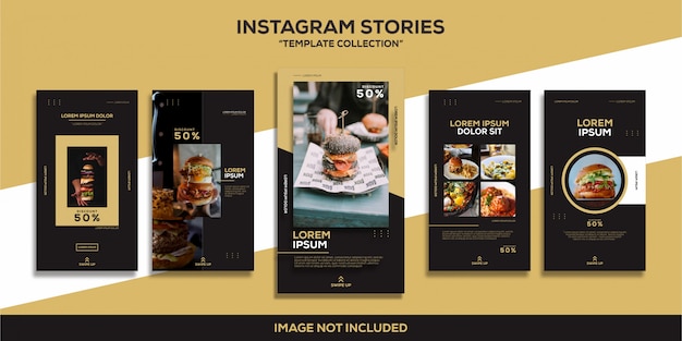 Vetor instagram stories burger food restaurant glamour luxo coleção de modelos