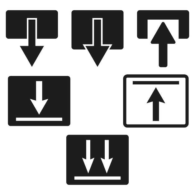 Vetor instalação de ícones de download e upload coleta de símbolos de transferência de dados direções de movimento de arquivo