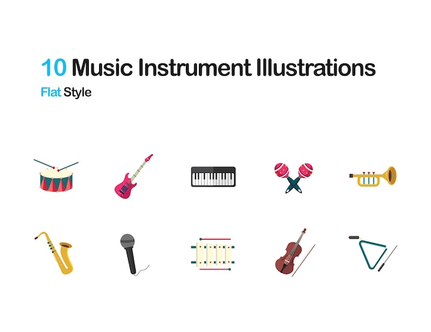Instrumento de música ilustração plana