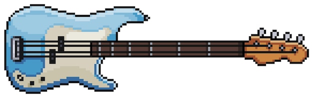 Instrumento musical pixel art guitar. item de jogo de bits