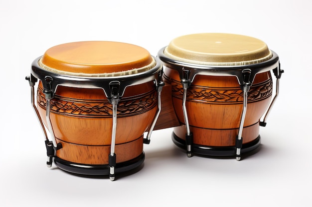 Vetor instrumentos de percussão rítmica bongo tambores em fundo branco