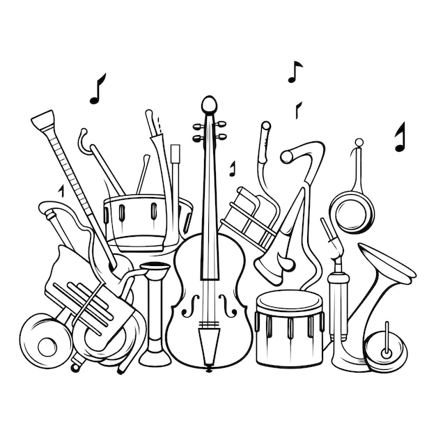 Vetor instrumentos musicais conjunto de instrumentos musicais