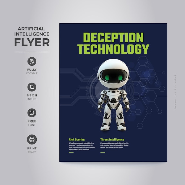 Inteligência artificial segurança cibernética Design de panfleto