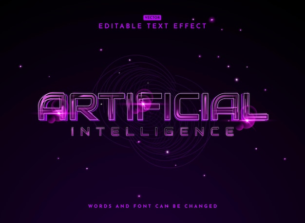 inteligência artificial tecnologia moderna futurista efeito de texto brilhante estilo brilhante para design de alta tecnologia