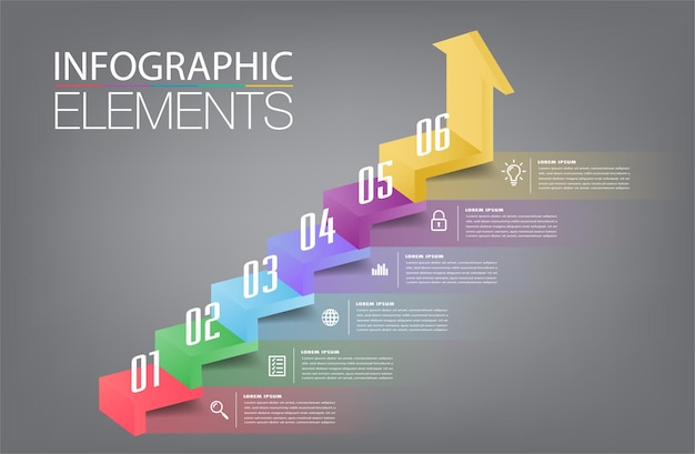 Intensificar o vetor de infográfico de escada de conceito de sucesso de negócios