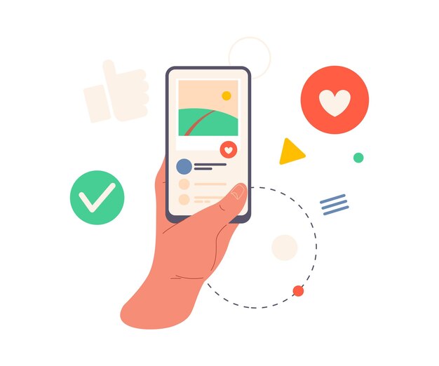 Interação nas redes sociais, celular e curtidas