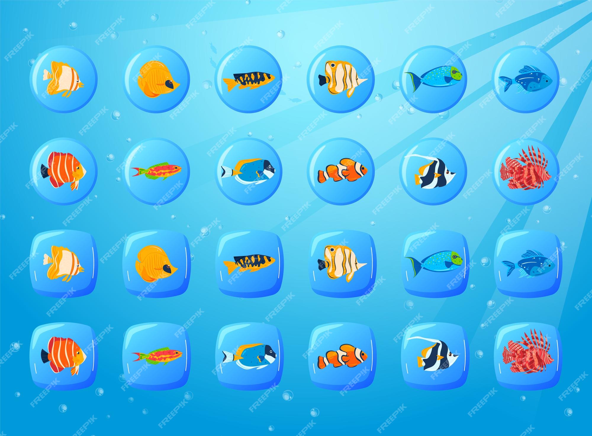 Interface de aplicativo gráfico de jogo de peixe oceano