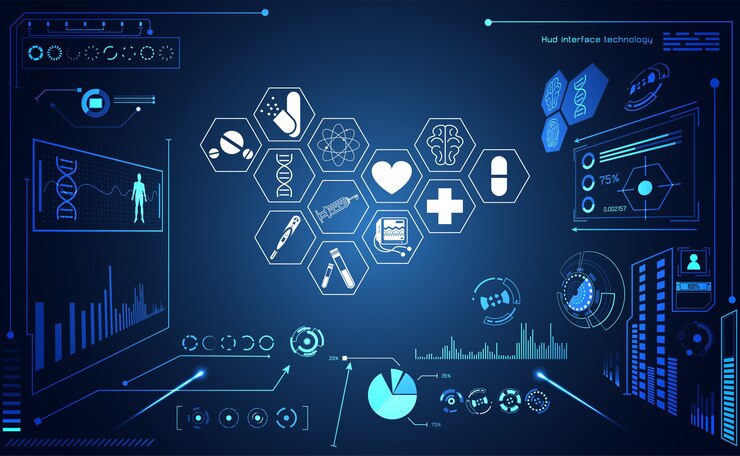 Vetor interface de ícone de cuidados de saúde de ciência médica abstrato saúde
