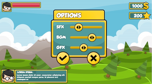 Interface de jogo simples