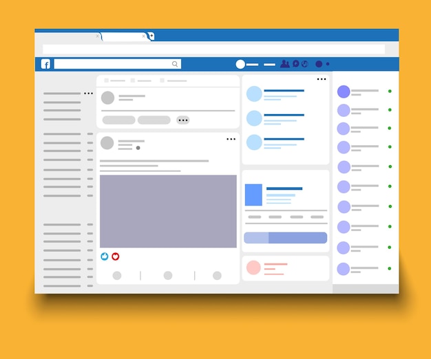Vetor interface de mídia social facebook maquete de postagem de mídia social com interface do facebook