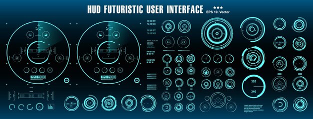 Vetor interface de usuário azul futurista hud alvo dashboard exibir tela de tecnologia de realidade virtual