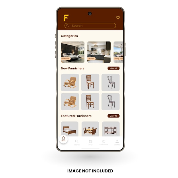 Vetor interface de usuário da página inicial da app furniture