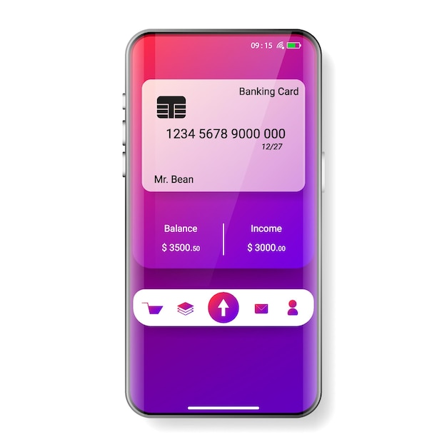 Interface de usuário de banco móvel roxo