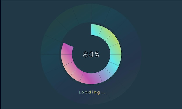 interface de usuário de carregamento de 80 por cento Um ícone de carregamento futurista colorido toque no menu de toque Uso da interface do usuário