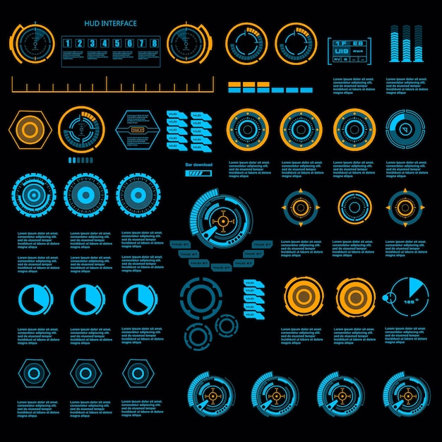 Interface de usuário de toque gráfico virtual azul futurista