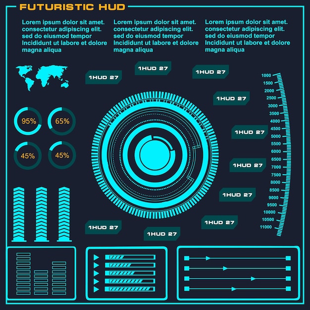 Interface de usuário de toque gráfico virtual azul futurista