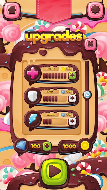 Vetor interface de usuário do jogo de vídeo candy land