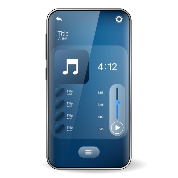 Vetor interface de usuário do player de música smartphone realista