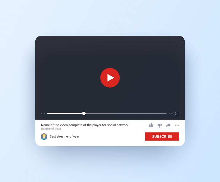 Vetor interface do canal online com o botão de inscrição em estilo simples.
