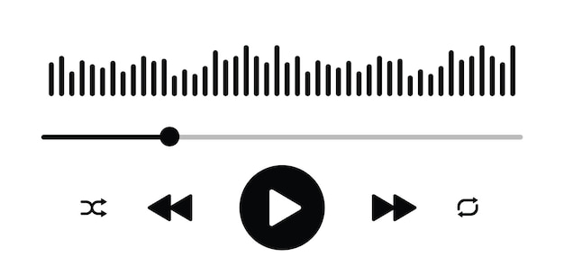 Vetor interface do player de música de mídia. janela de transmissão ao vivo multimídia. transmissão on-line. aplicativo de música.