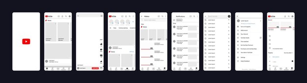 Interface móvel do youtube tube tela mídia social modelo de interface de rede social homepage recomendações de logotipo perfil de assinatura streaming histórias gostou screenshot editorial