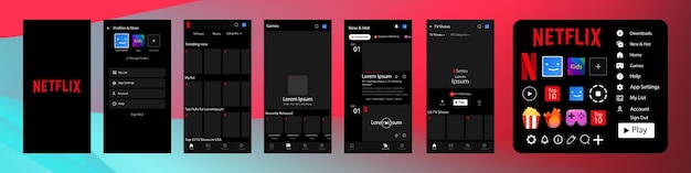 Interface netflix tela netflix modelo de interface de rede social de mídia social página inicial netflix perfil de assinatura novo e quente fundo gradiente editorial