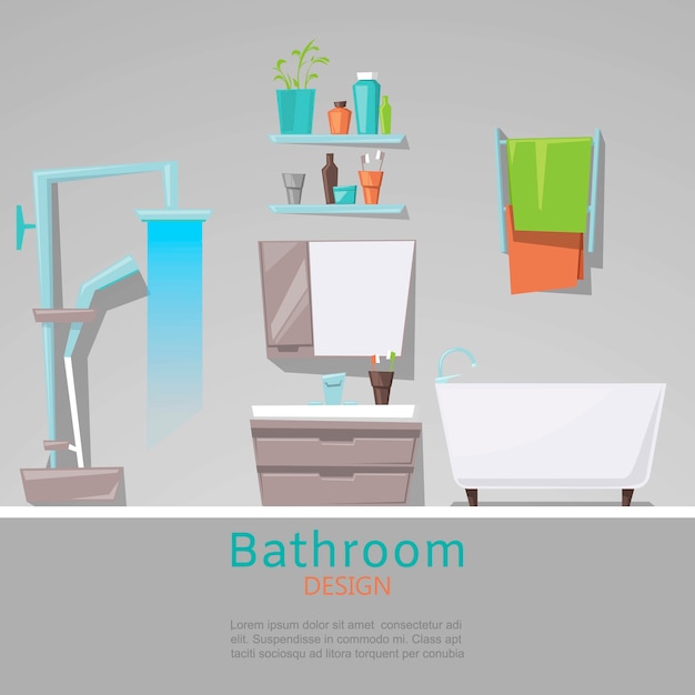 Interior de casa de banho moderna com móveis em modelo de estilo simples