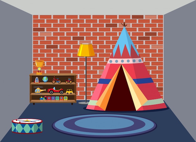 Vetor interior, de, um, childrens, playroom