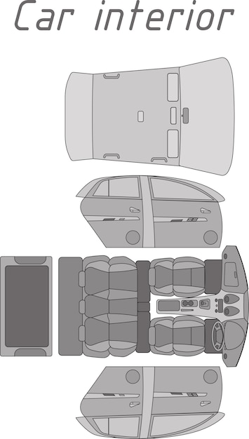 Interior do carro dentro do painel da porta dos assentos contorno sheme