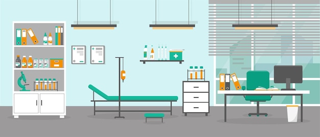 Interior do consultório médico Gabinete médico ou sala de consulta em hospital ou clínica
