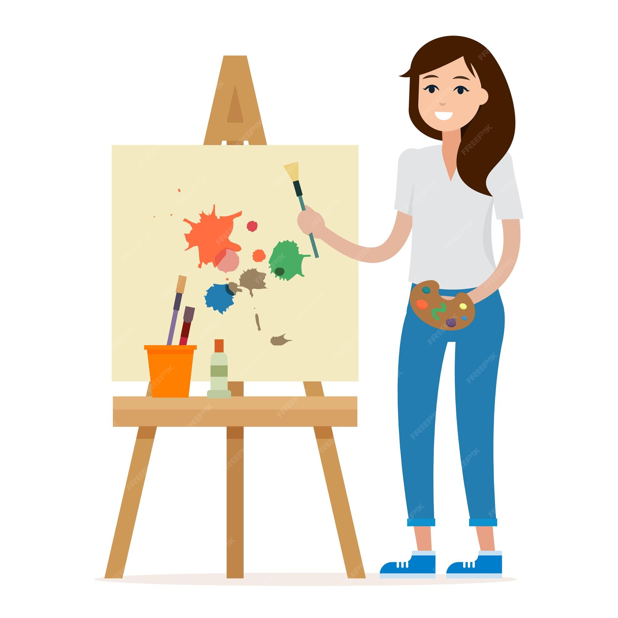 Vetores de Mulher Criativa Pintando Quadro No Estúdio Ilustração De Vetor  De Desenho Animado Plano e mais imagens de Adulto - iStock