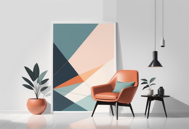 interior moderno com parede vazia 3d ilustração de renderização interior moderno com paredes vazias 3d