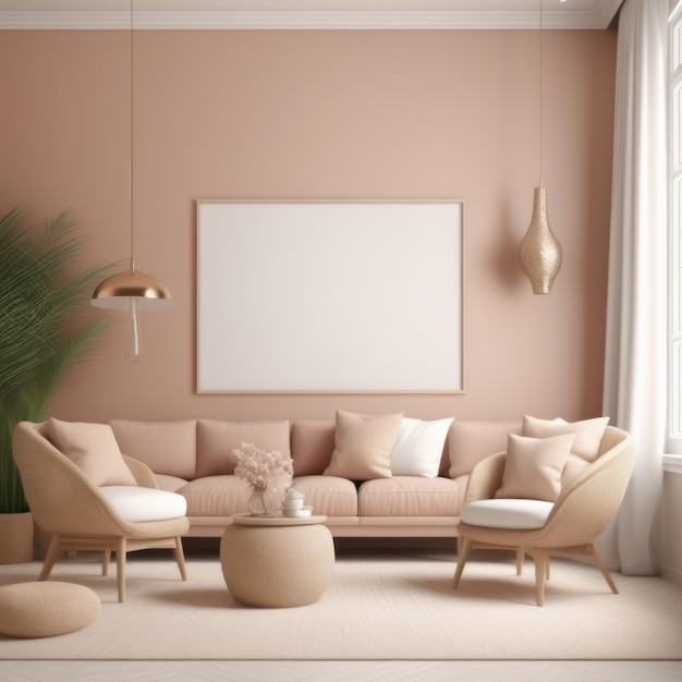 Interiores brilhantes modernos Ilustração de renderização 3D