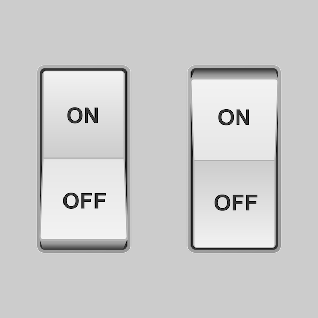 Interruptor de alavanca realista. posições de ligar e desligar
