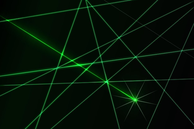 Interseção de feixes de segurança a laser brilhantes em um fundo escuroart design brilha raio de luz