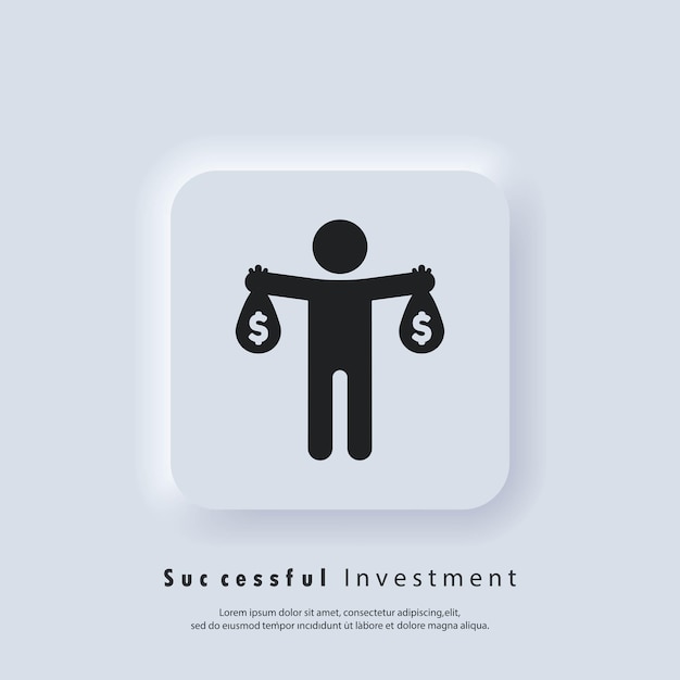Investimento de sucesso. ícone de indicadores financeiros. melhoria da produtividade do negócio. ícone do fundo, retorno do investimento, consolidação das finanças. ícone de negócios bem-sucedidos.