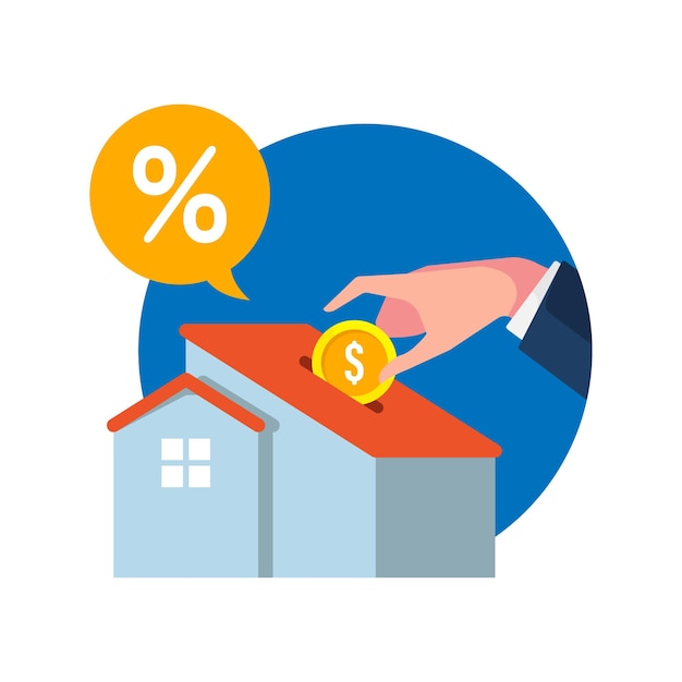 Vetor investir em poupança imobiliária para comprar uma casa