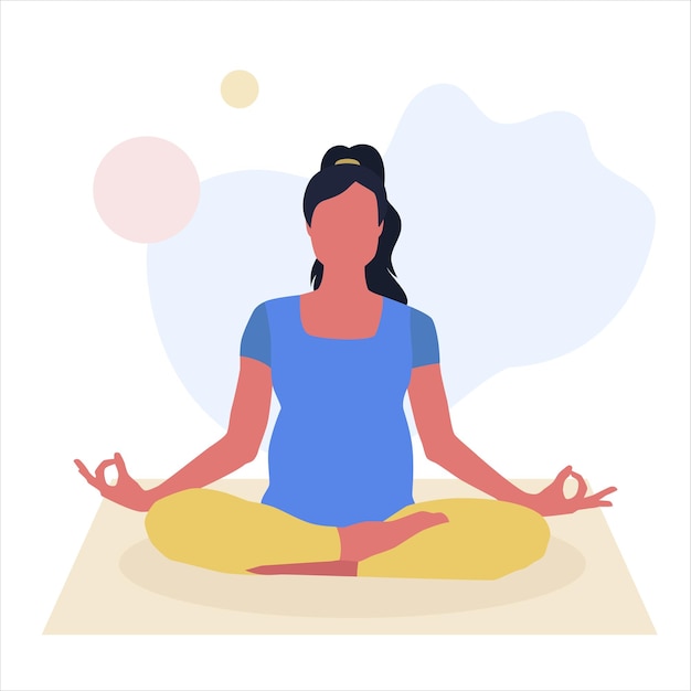 Ioga Mulher grávida praticando ioga meditação Saúde relaxe o conceito de estilo de vida e cuidados com o bebê