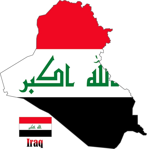 Vetor iraque mapa e bandeira