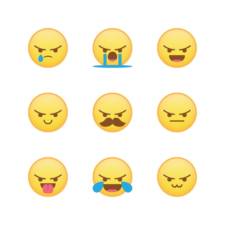 Vetor irritado reagir coleção de ícone de emoji