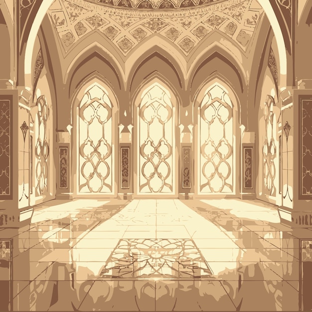 Vetor islâmico_vector_design_mosque_interior