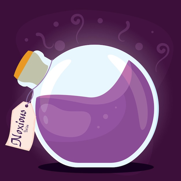 Isolado, colorido, poção mágica, elixir, vetorial, ilustração