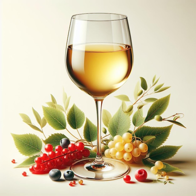 Isolado vidro moderno uvas frescas frutadas deliciosas vinho branco ilustração vetorial desenho de ícone