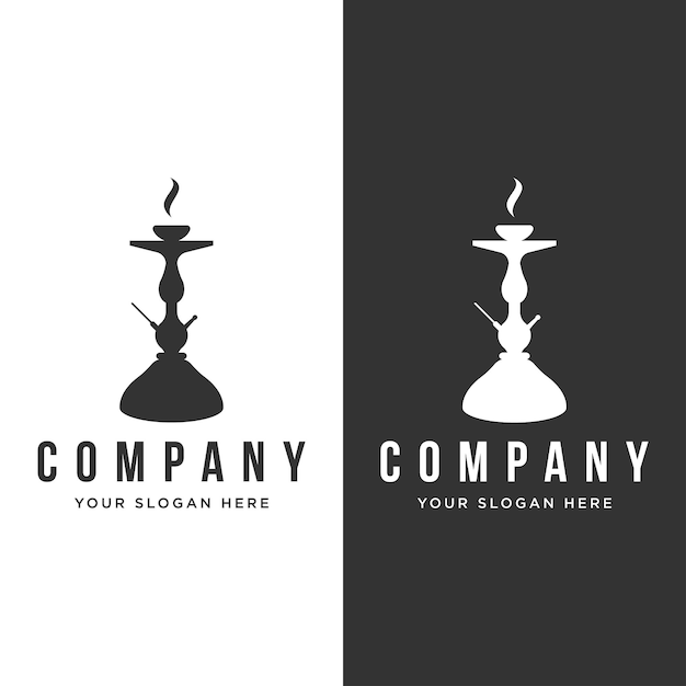 Isolado vintage hookah shisha ou waterpipe logotipo para club bar café e loja