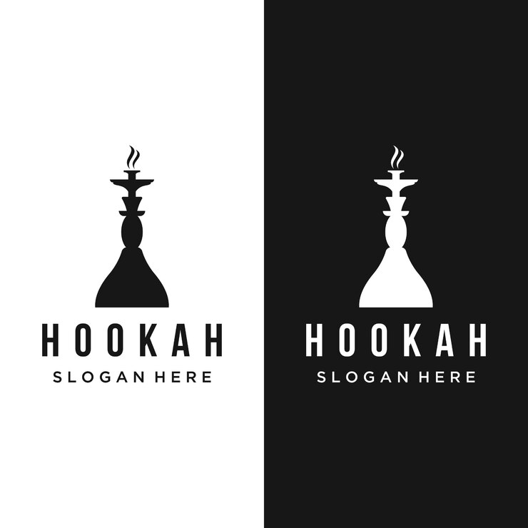 Vetor isolado vintage hookah shisha ou waterpipe logotipo para club bar café e loja
