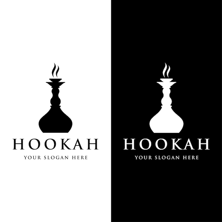 Vetor isolado vintage hookah shisha ou waterpipe logotipo para club bar café e loja