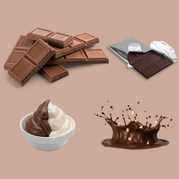 Isolamento de chocolate realista de vetores livres